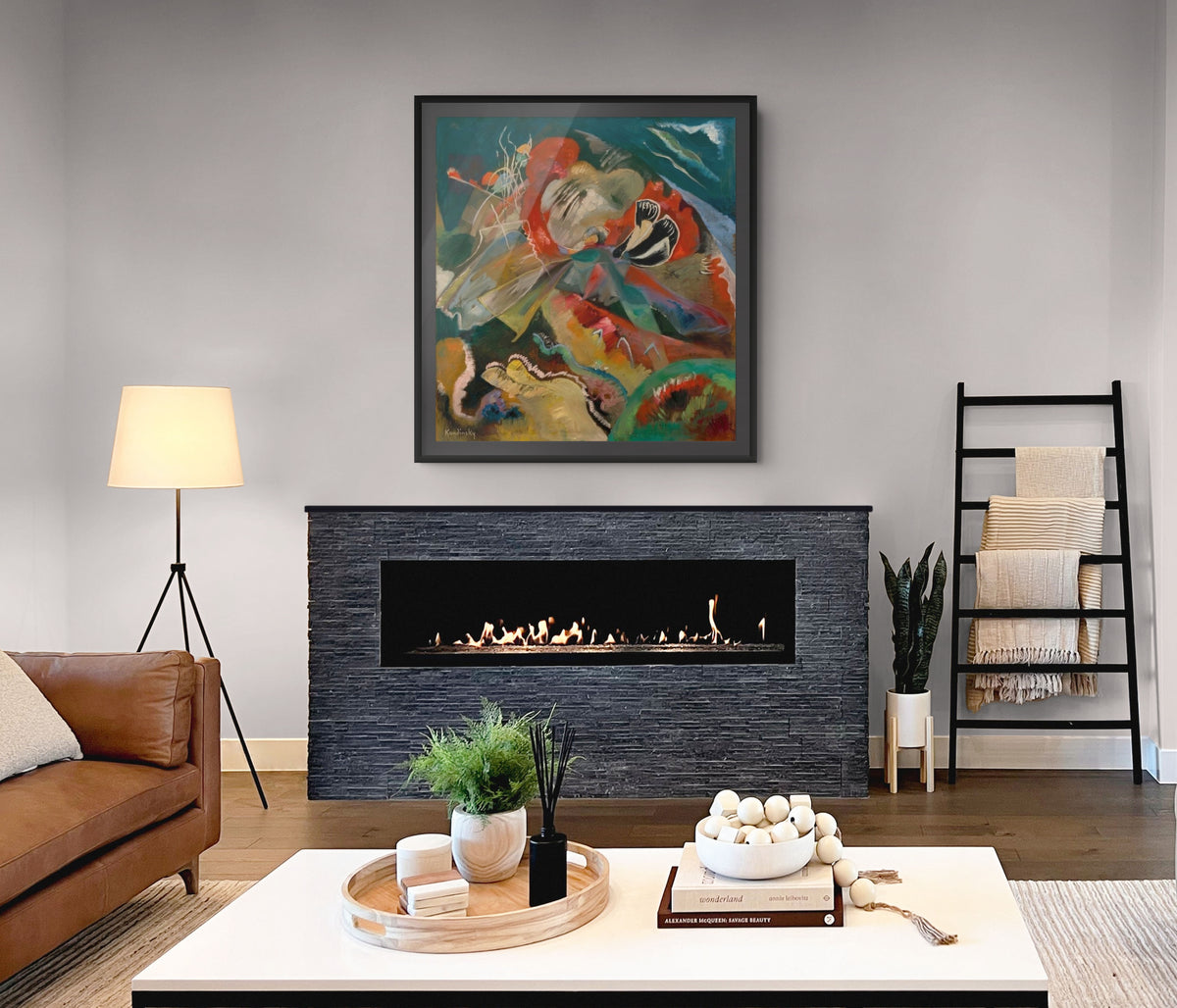 Imagen con líneas blancas - Wassily Kandinsky - Lienzo premium 430g (calidad de galeria)