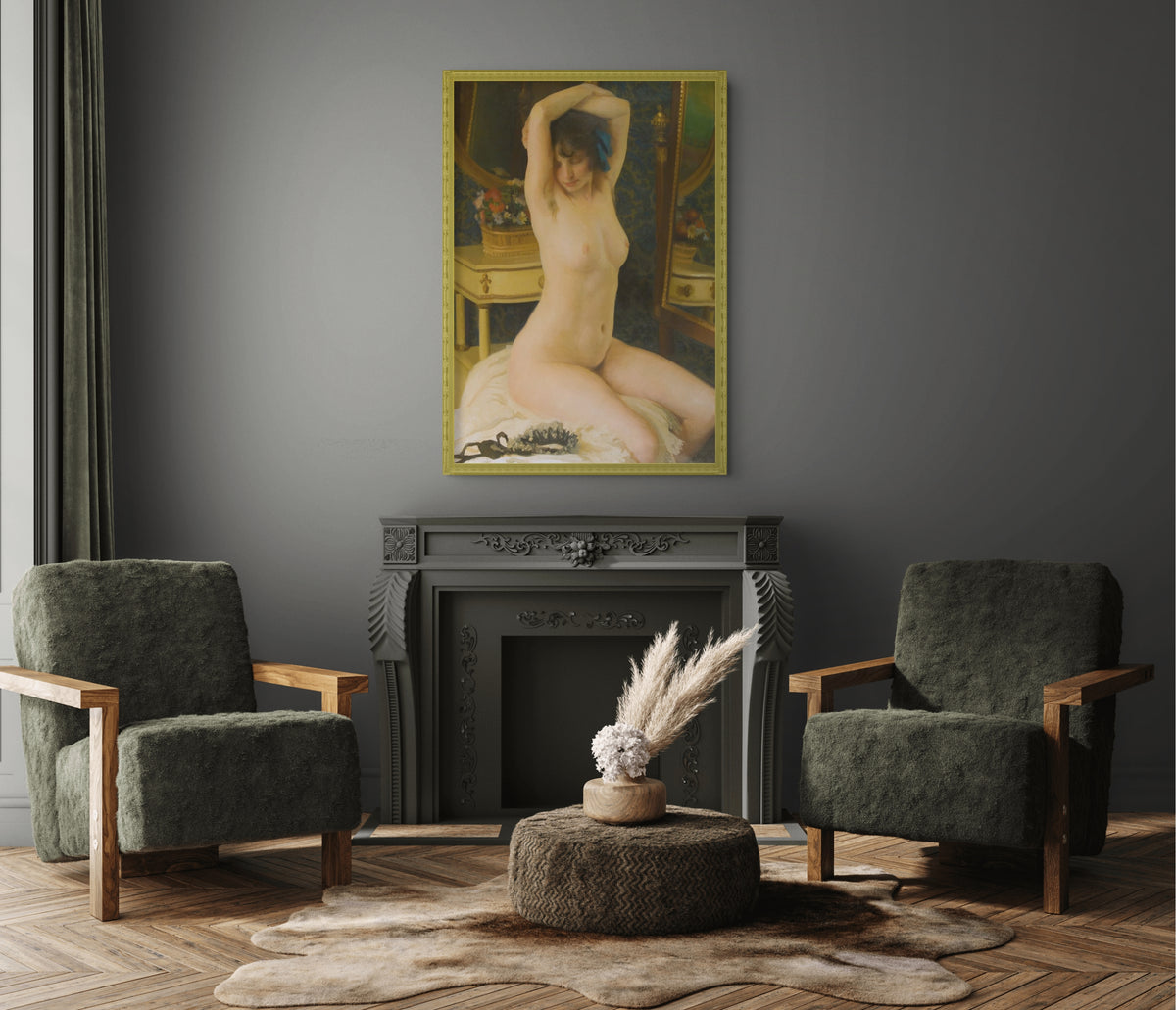 Desnudo femenino - Alfredo Protti - Lienzo premium 430g (calidad de galeria)