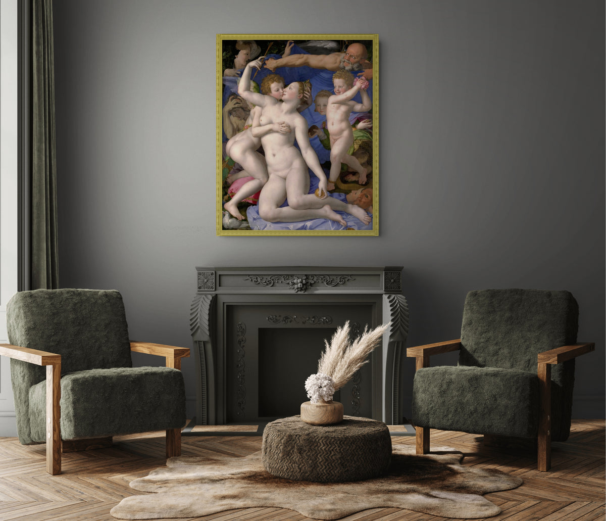 Venus, Cupido, la Locura y el Tiempo - Agnolo Bronzino - Lienzo premium 430g (calidad de galeria)