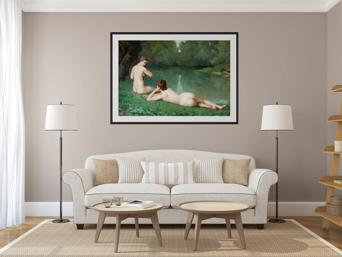A la orilla del agua - Émile Auguste Hublin - Lienzo premium 430g (calidad de galeria)