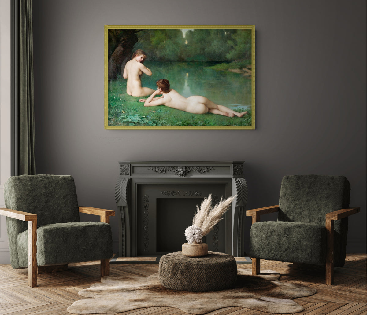 A la orilla del agua - Émile Auguste Hublin - Lienzo premium 430g (calidad de galeria)