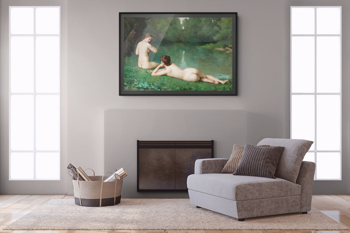 A la orilla del agua - Émile Auguste Hublin - Lienzo premium 430g (calidad de galeria)