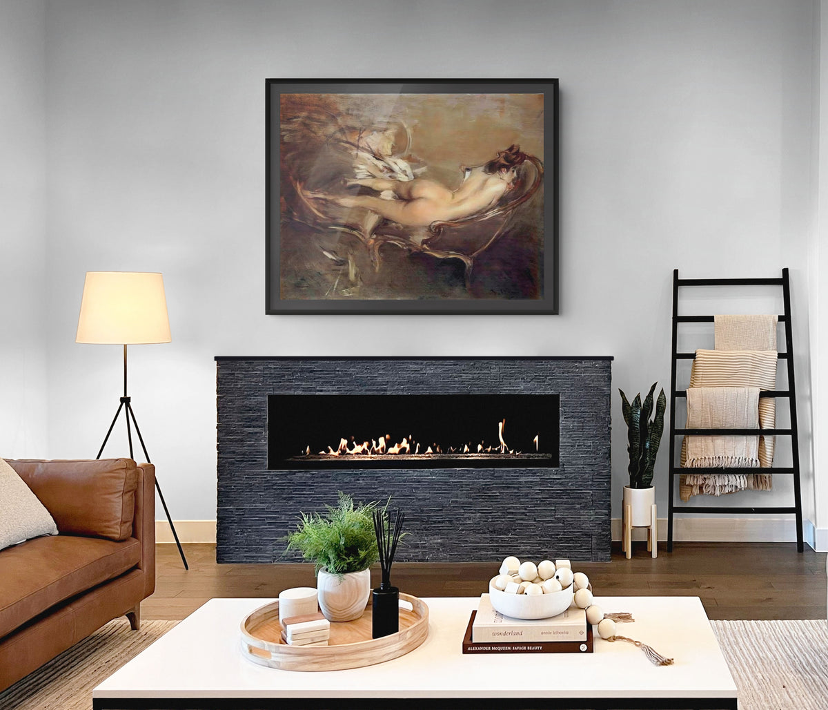 Desnudo reclinado en un sofa - Giovanni Boldini - Lienzo premium 430g (calidad de galeria)