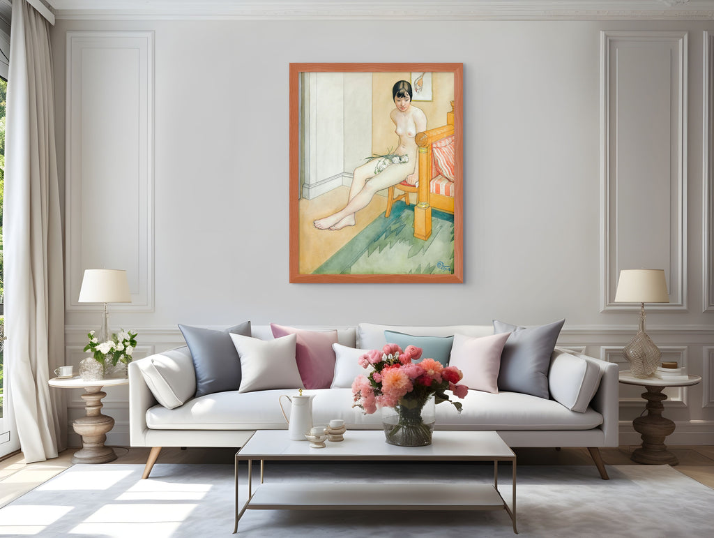 Modelo japonesa desnuda - Carl Larsson - Lienzo premium 430g (calidad de galeria)