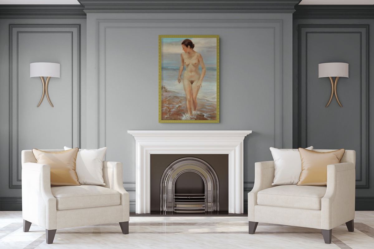Desnudo femenino junto al mar - Christian Landenberger - Lienzo premium 430g (calidad de galeria)