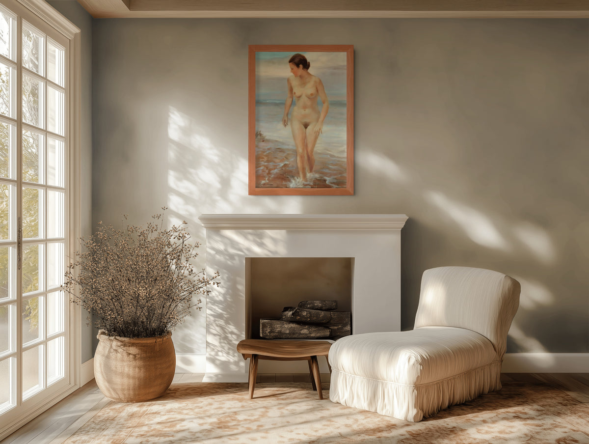 Desnudo femenino junto al mar - Christian Landenberger - Lienzo premium 430g (calidad de galeria)