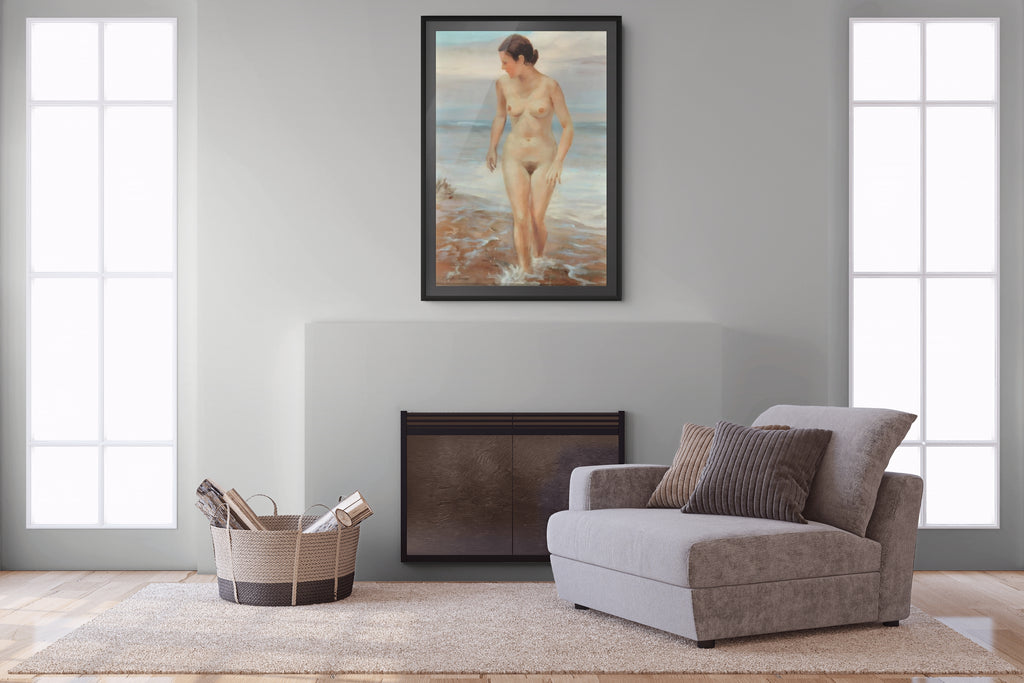 Desnudo femenino junto al mar - Christian Landenberger - Lienzo premium 430g (calidad de galeria)