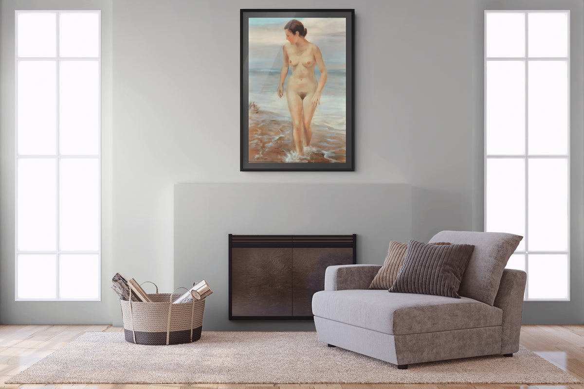 Desnudo femenino junto al mar - Christian Landenberger - Lienzo premium 430g (calidad de galeria)