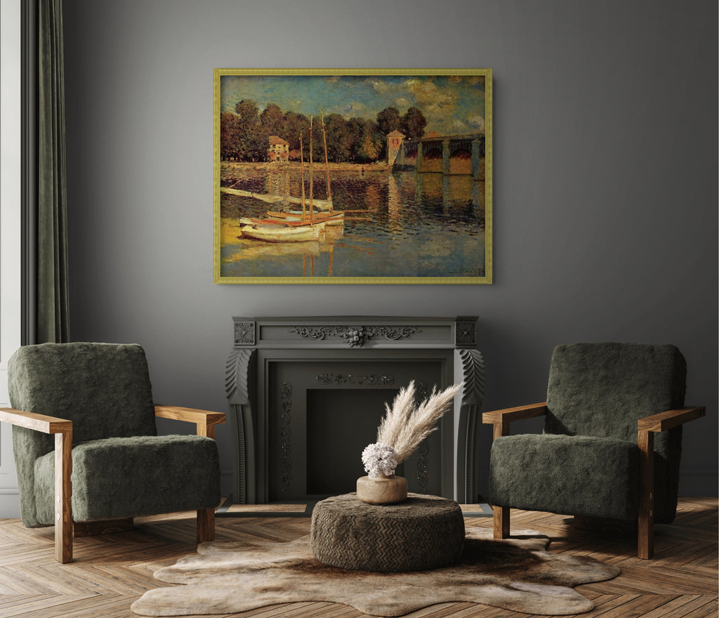 The Bridge at Argenteuil - Claude Monet - Premium 430g Canvas (Gallery Quality)