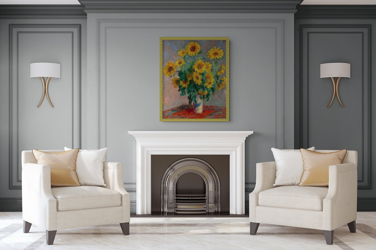 Jarron de girasoles -Claude Monet - Lienzo premium 430g (calidad de galeria)