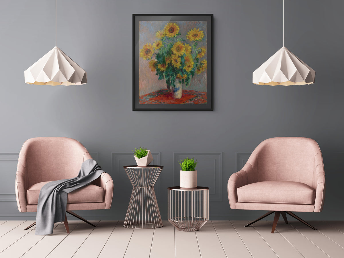 Jarron de girasoles -Claude Monet - Lienzo premium 430g (calidad de galeria)