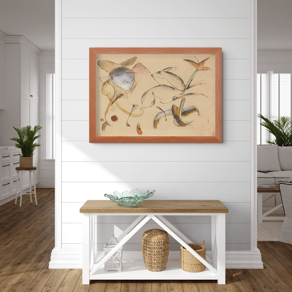 Ciervo saltando entre flores - Franz Marc - Lienzo premium 430g (calidad de galeria)