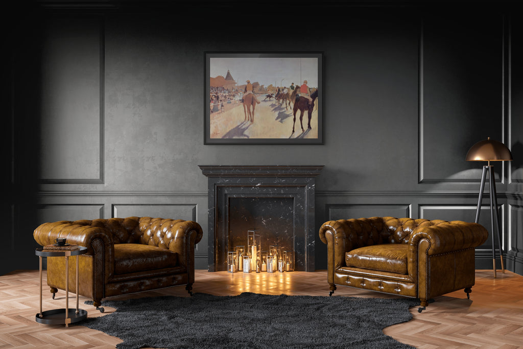 Caballos de carrera delante de las tribunas - Edgar Degas - Lienzo premium 430g (calidad de galeria)