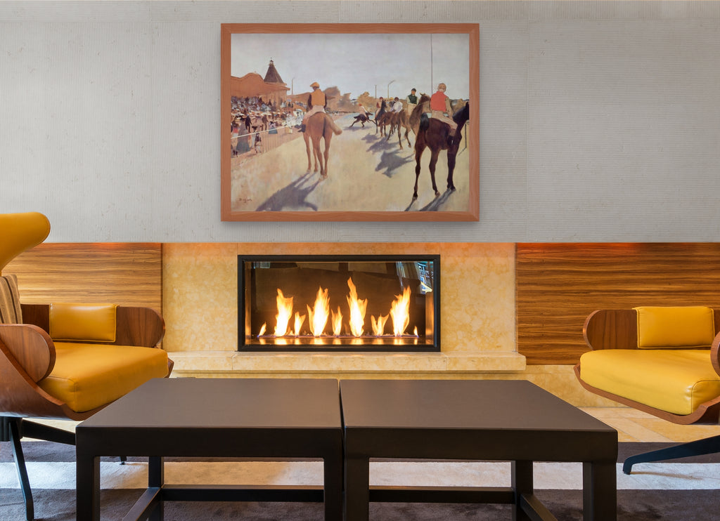 Caballos de carrera delante de las tribunas - Edgar Degas - Lienzo premium 430g (calidad de galeria)