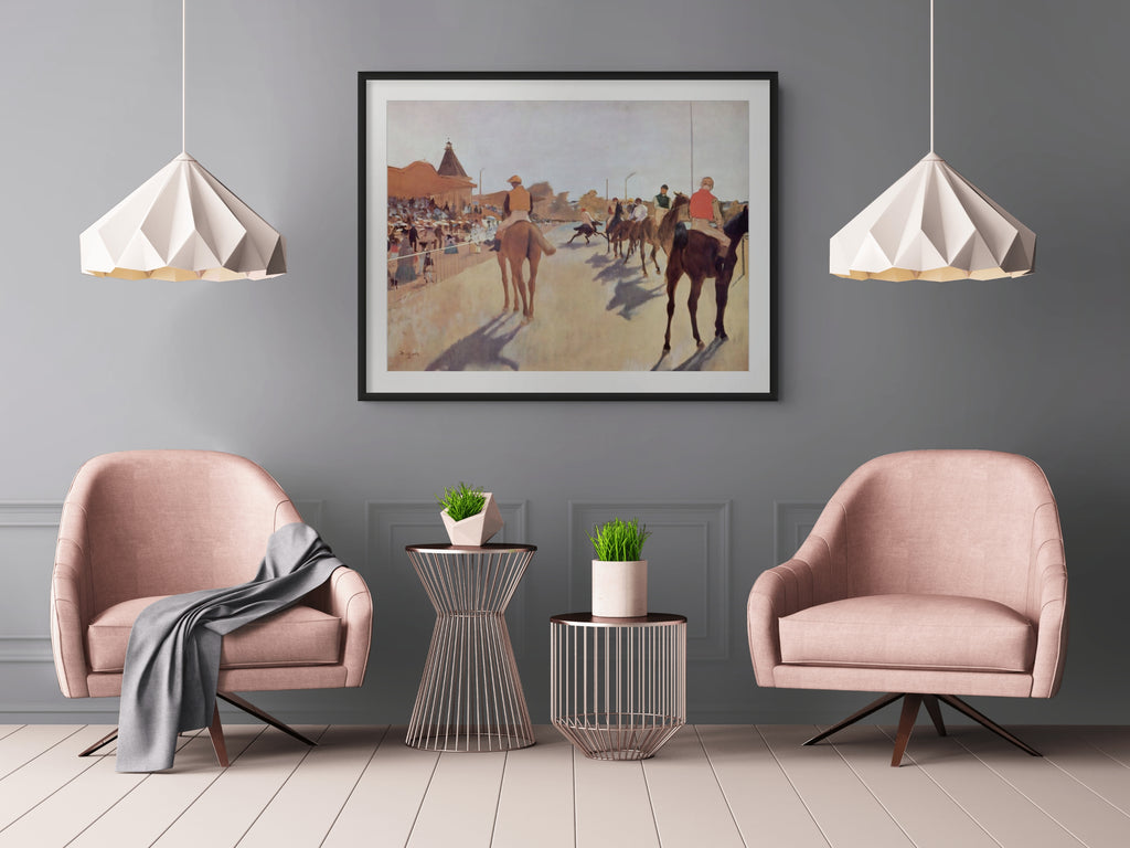 Caballos de carrera delante de las tribunas - Edgar Degas - Lienzo premium 430g (calidad de galeria)