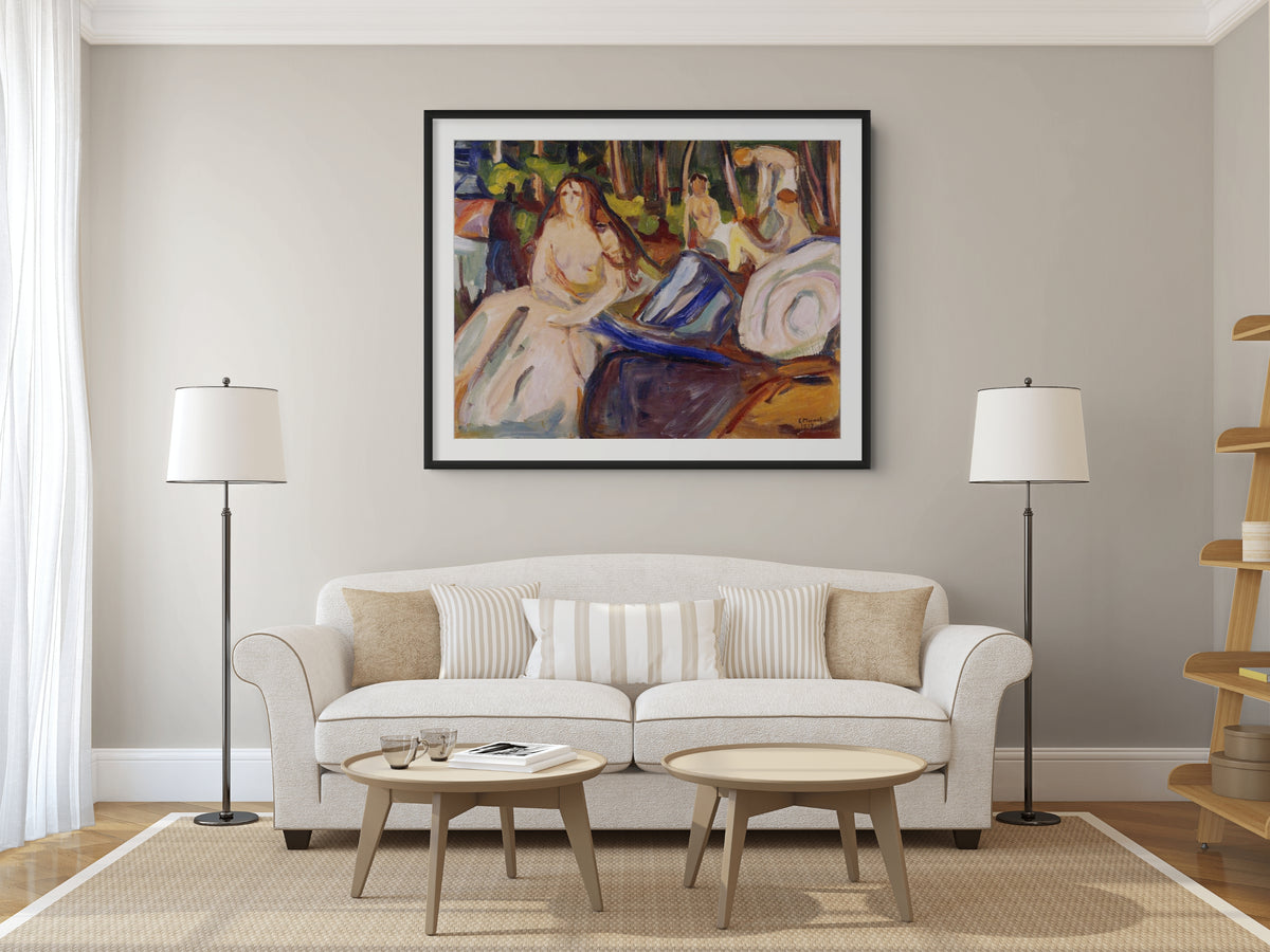 Bañistas en el bosque - Edvard Munch - Lienzo premium 430g (calidad de galeria)