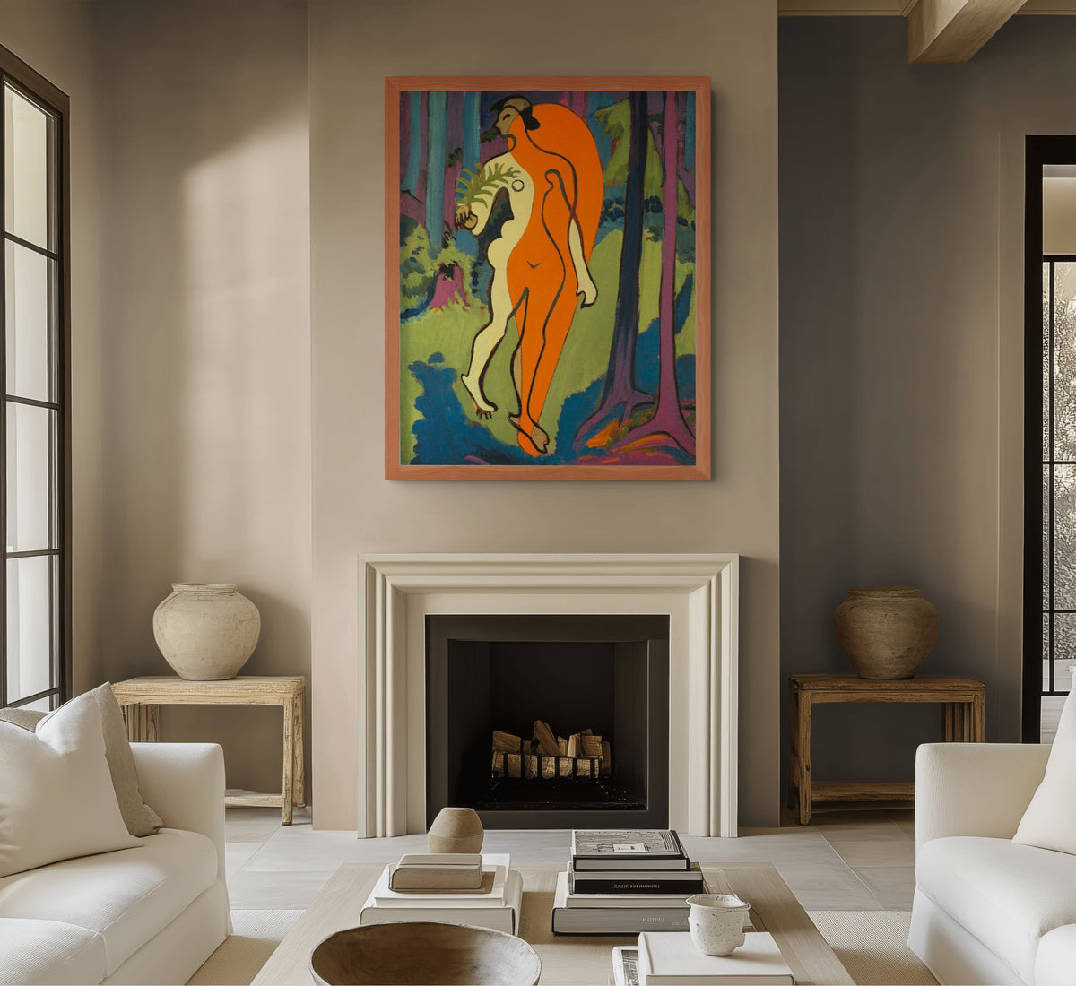 Desnudo en naranja y amarillo - Ernst Ludwig Kirchner - Lienzo premium 430g (calidad de galeria)