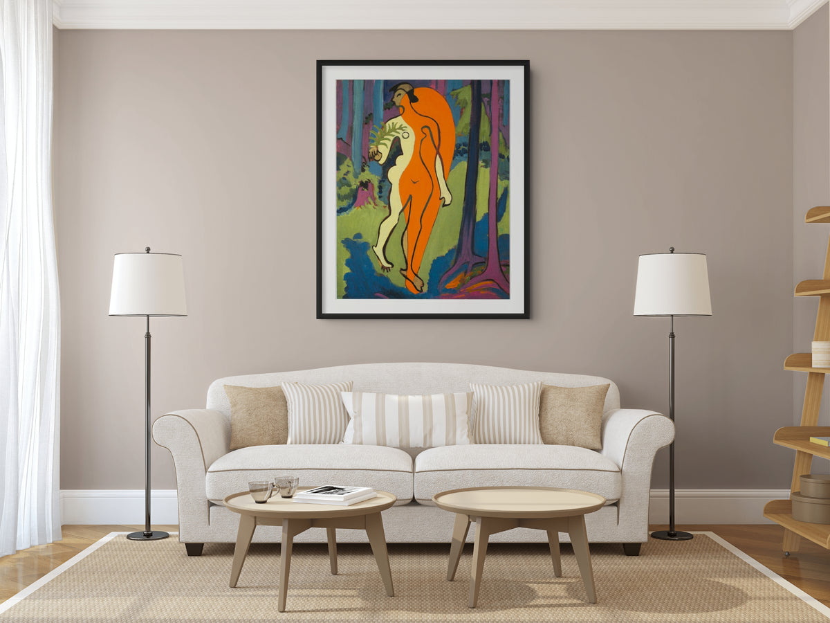 Desnudo en naranja y amarillo - Ernst Ludwig Kirchner - Lienzo premium 430g (calidad de galeria)