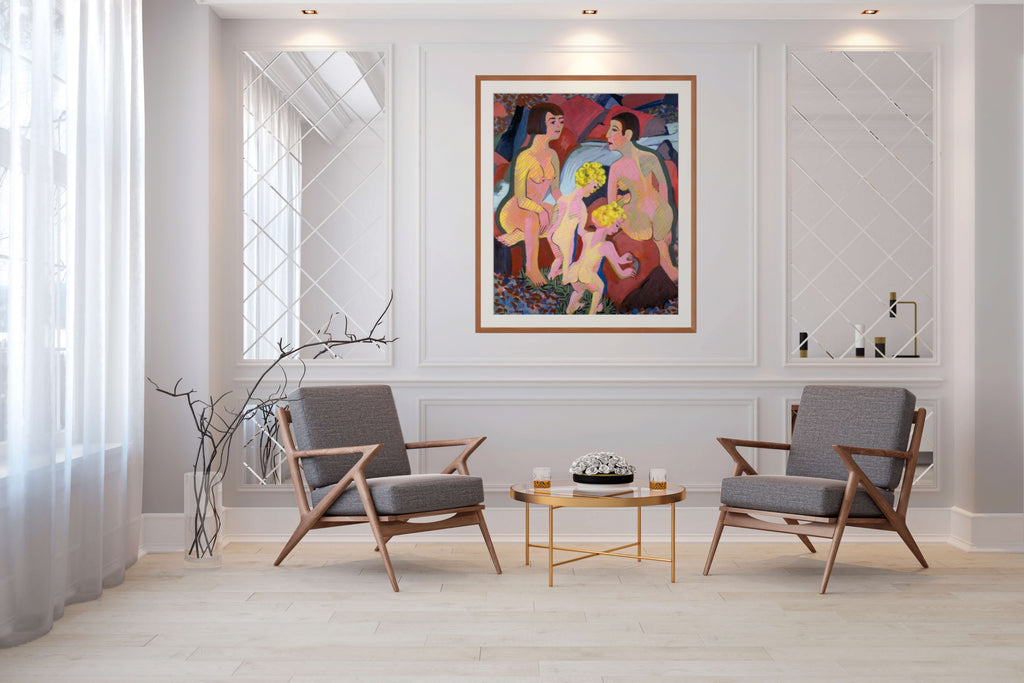 Mujeres y niños bañandose - Ernst Ludwig Kirchner - Lienzo premium 430g (calidad de galeria)