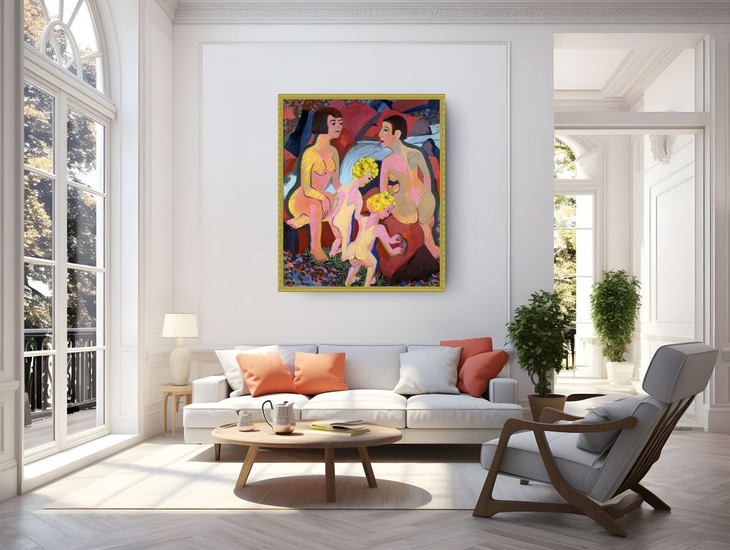 Mujeres y niños bañandose - Ernst Ludwig Kirchner - Lienzo premium 430g (calidad de galeria)