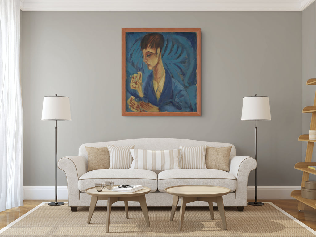 Muchacho jugando a las cartas - Ernst Ludwig Kirchner - Lienzo premium 430g (calidad de galeria)