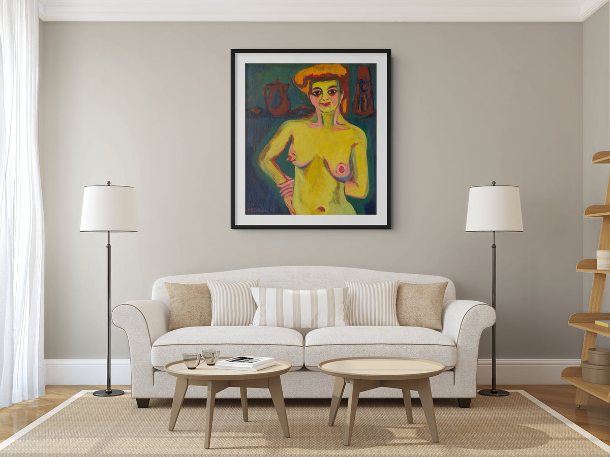 Medio desnudo amarillo y verde - Ernst Ludwig Kirchner - Lienzo premium 430g (calidad de galeria)