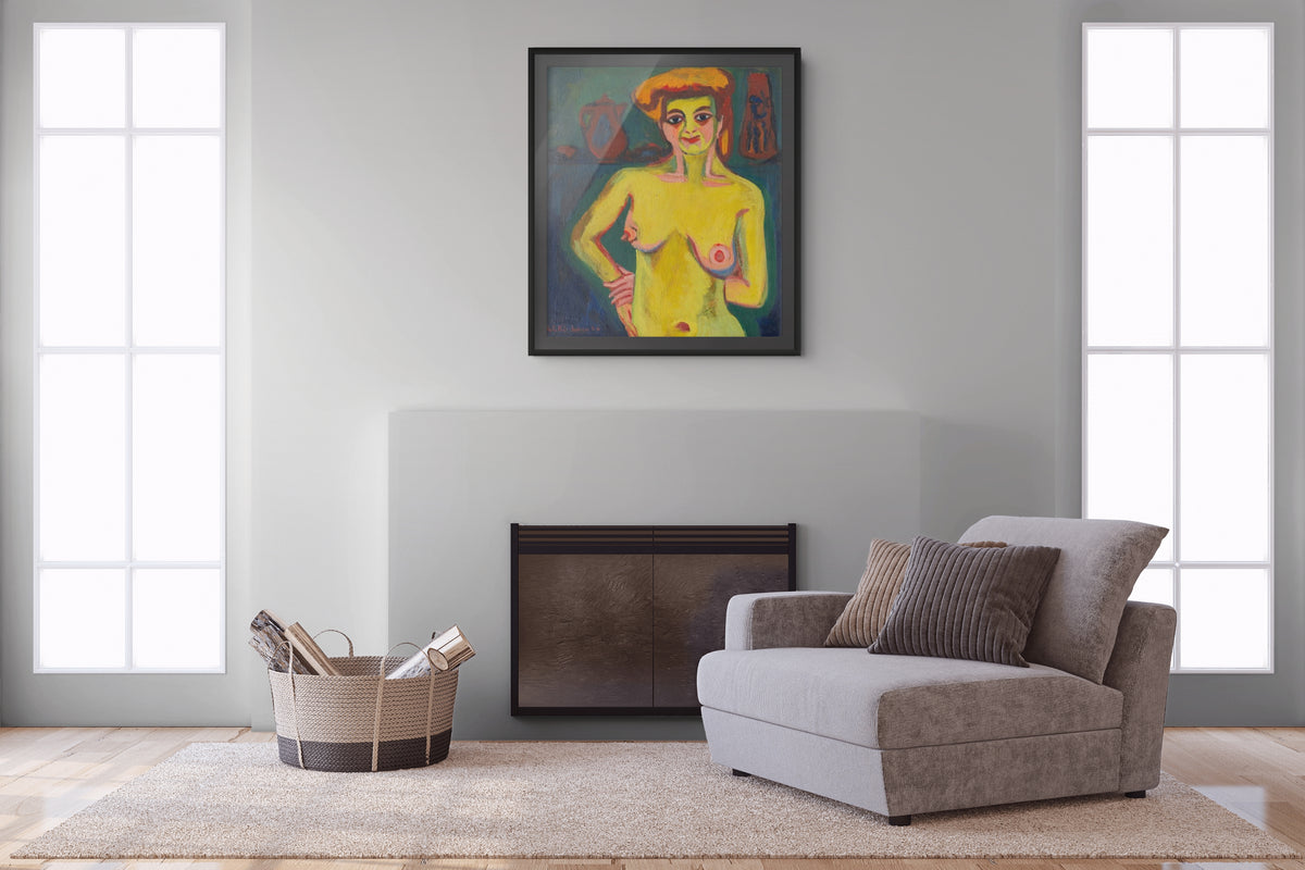 Medio desnudo amarillo y verde - Ernst Ludwig Kirchner - Lienzo premium 430g (calidad de galeria)