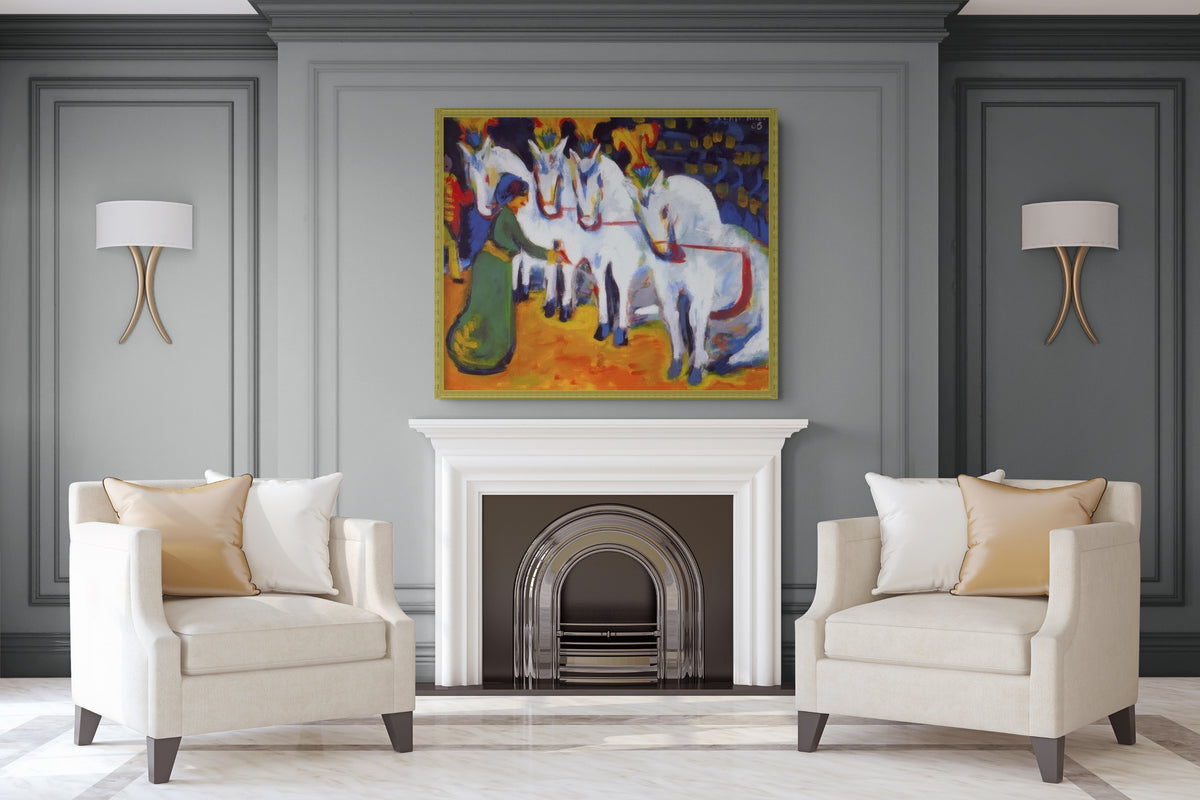 Acto de doma de caballos blancos - Ernst Ludwig Kirchner - Lienzo premium 430g (calidad de galeria)