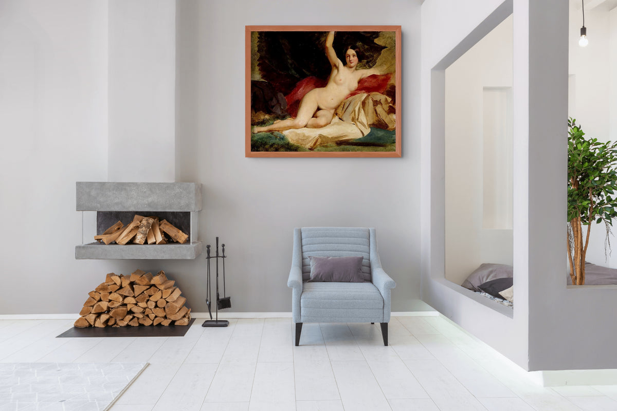 Desnudo femenino en un paisaje - William Etty - Lienzo premium 430g (calidad de galeria)