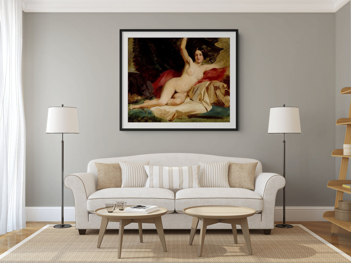 Desnudo femenino en un paisaje - William Etty - Lienzo premium 430g (calidad de galeria)