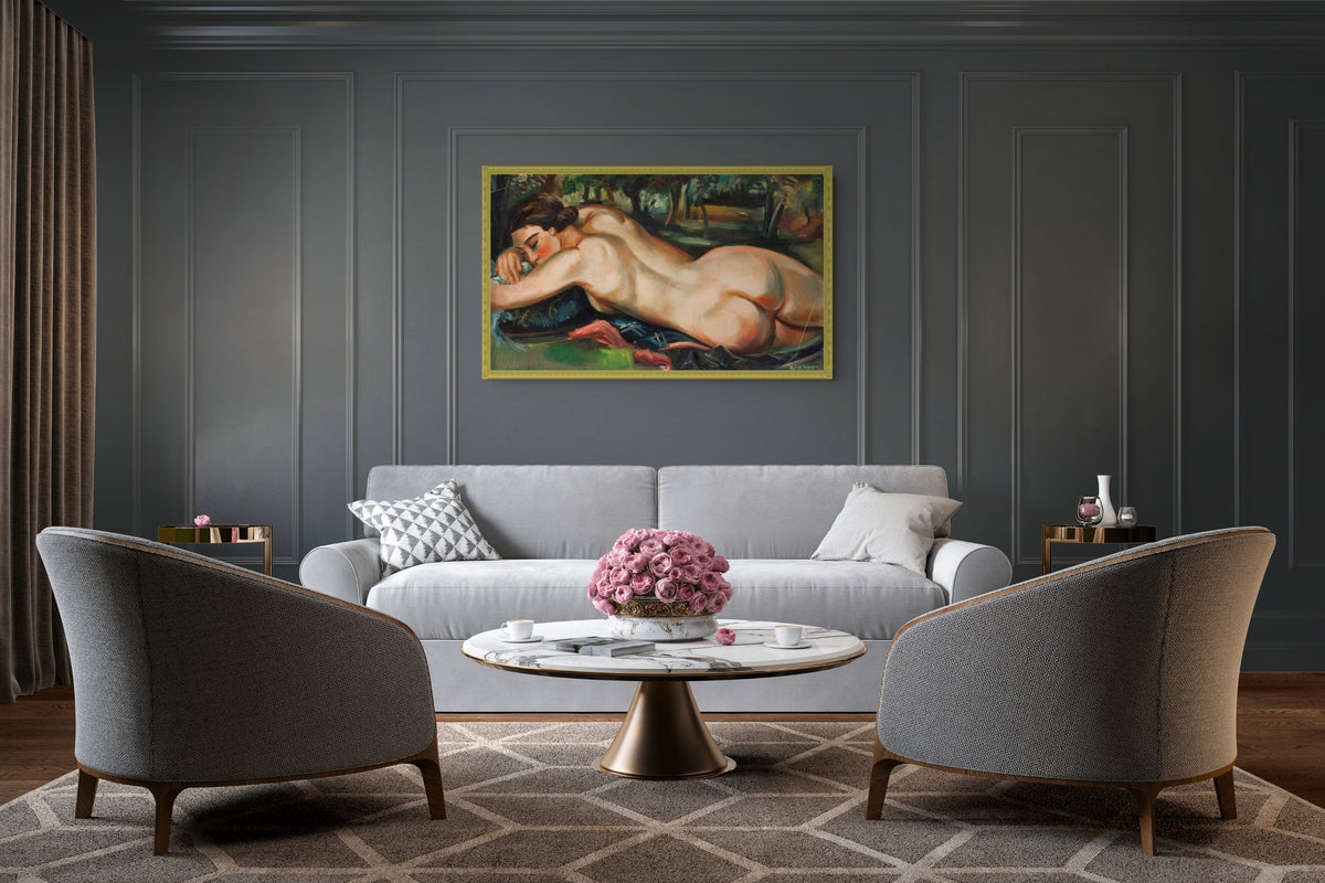 Desnudo femenino reclinado -  André Favory - Lienzo premium 430g (calidad de galeria)