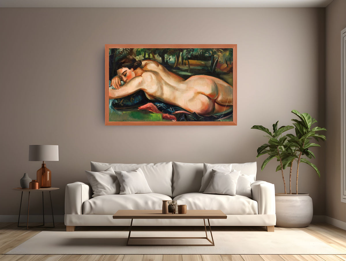 Desnudo femenino reclinado -  André Favory - Lienzo premium 430g (calidad de galeria)