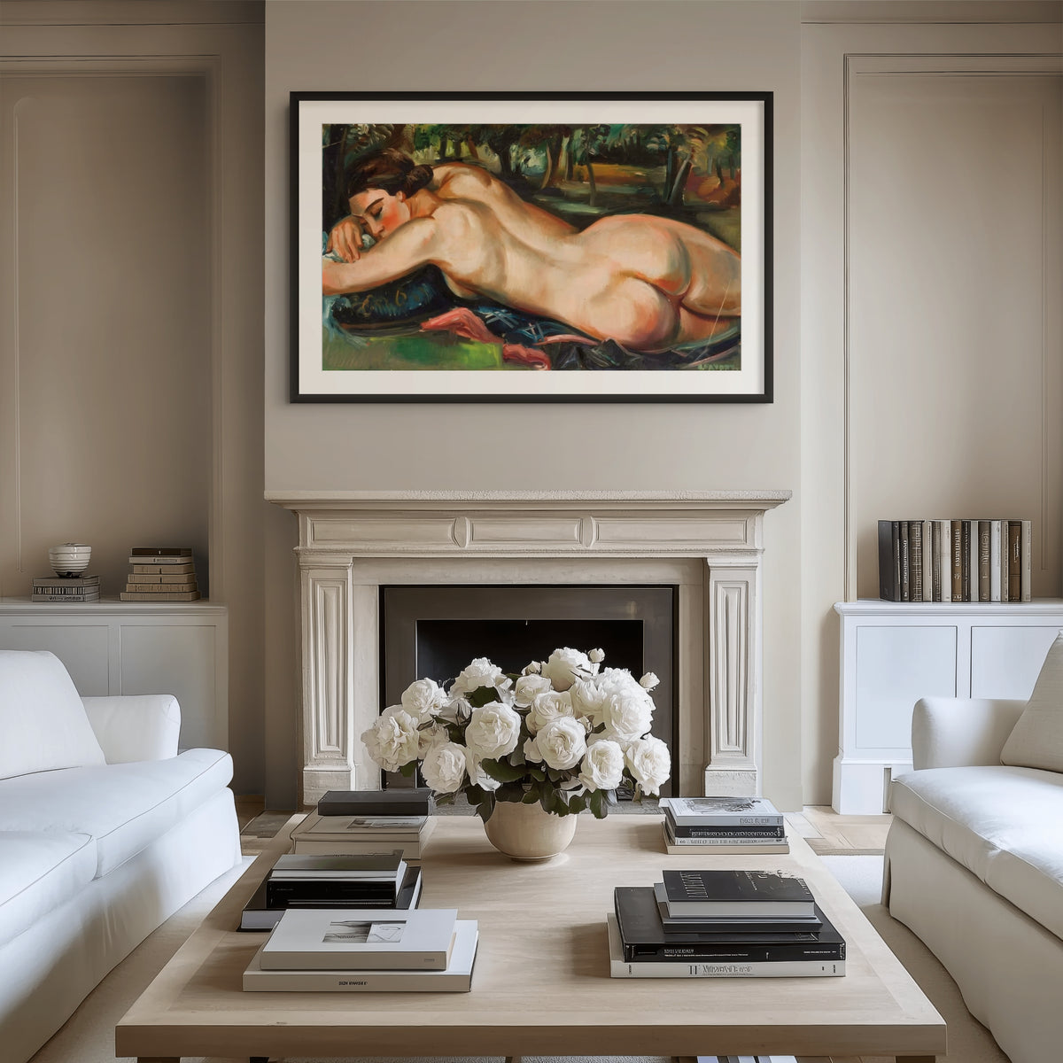 Desnudo femenino reclinado -  André Favory - Lienzo premium 430g (calidad de galeria)