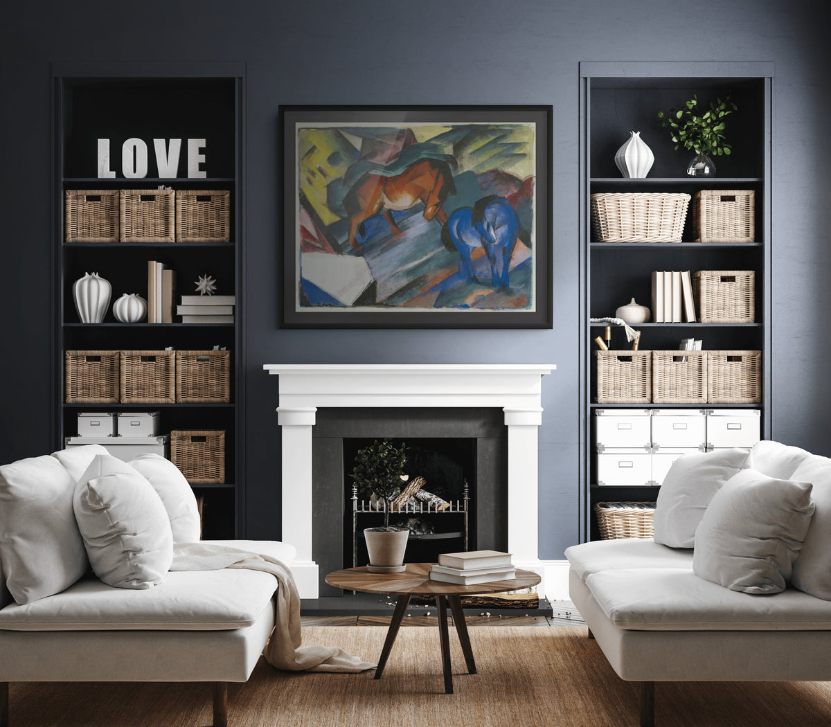 Red Horse and Blue Horse - Franz Marc - 430g premium canvas (gallery quality)