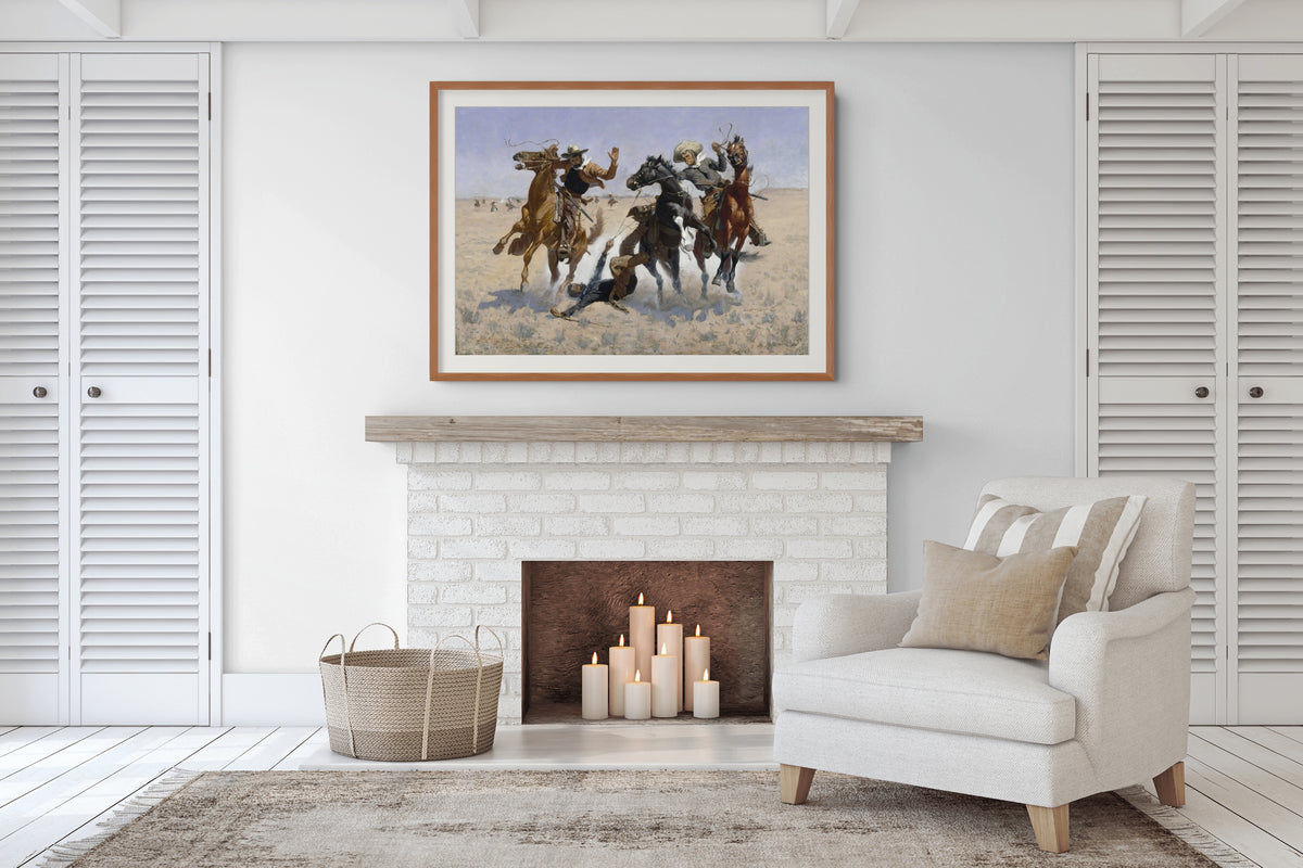 Ayudando a un compañero - Frederic Remington - Lienzo premium 430g (calidad de galeria)