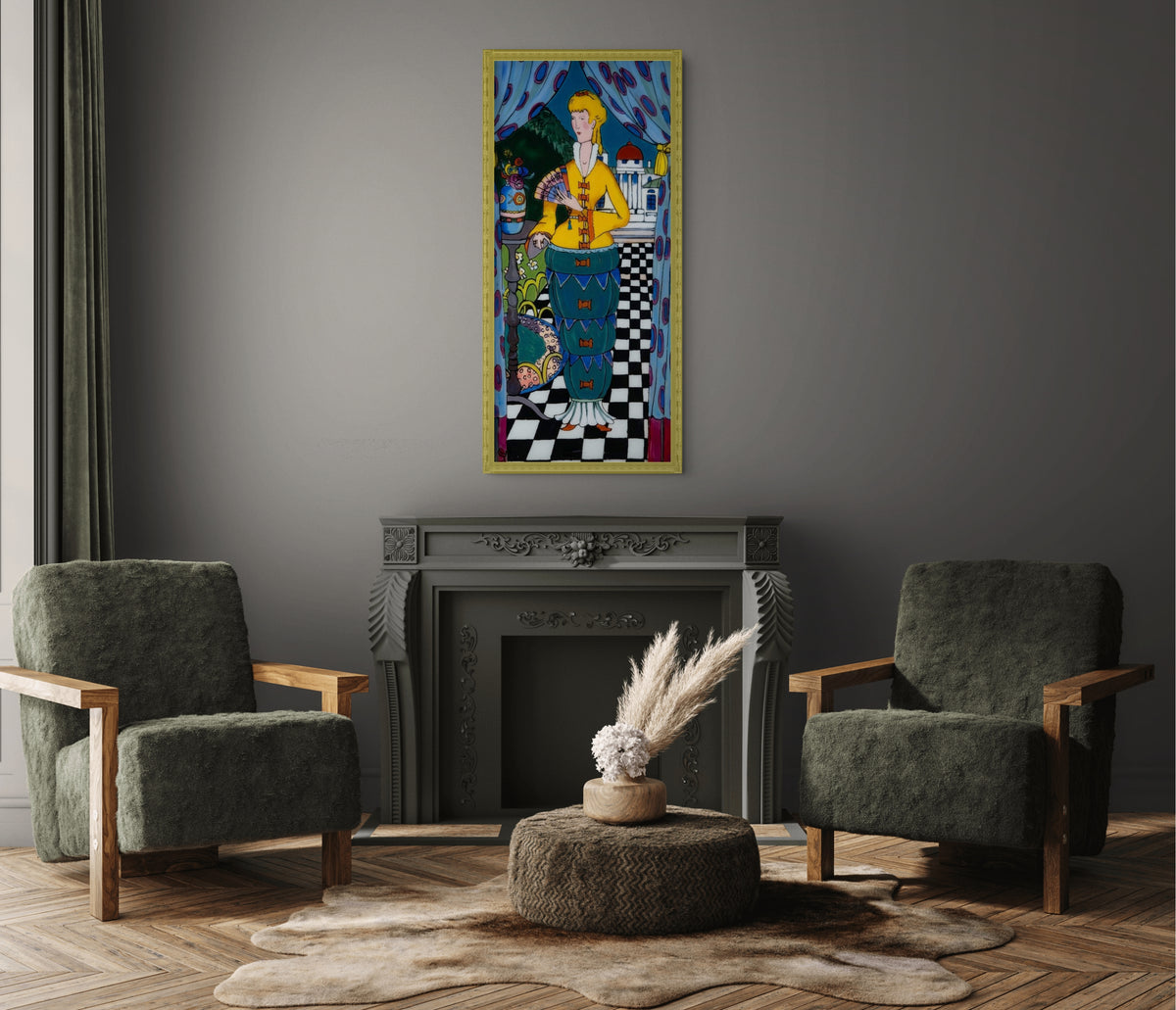 Dama con abanico - Wassily Kandinsky - Lienzo premium 430g (calidad de galeria)