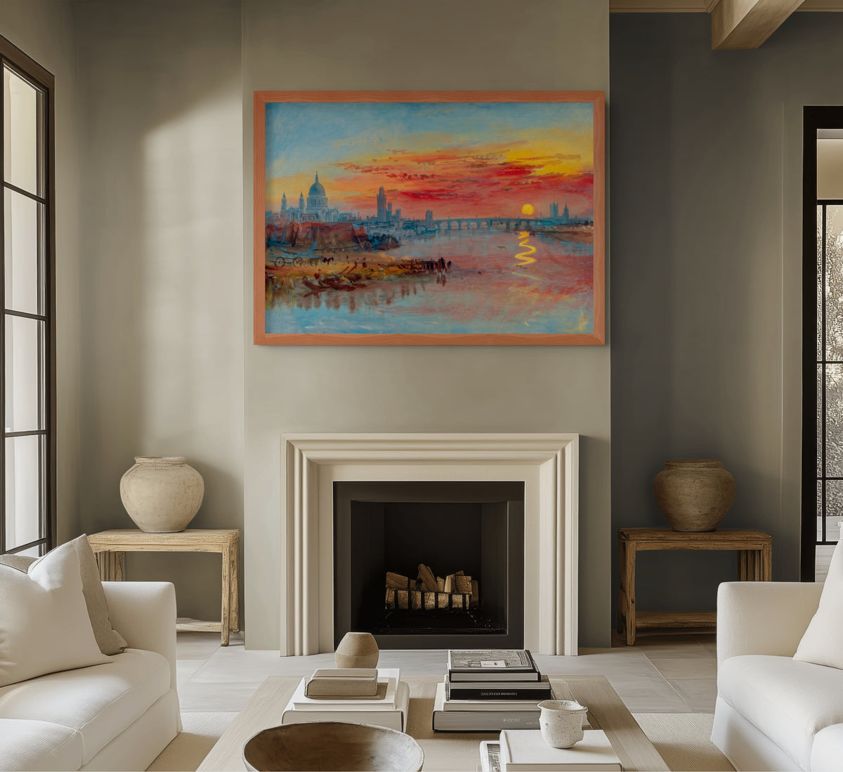 Puesta de sol escarlata - Joseph Mallord William Turner - Lienzo premium 430g (calidad de galeria)