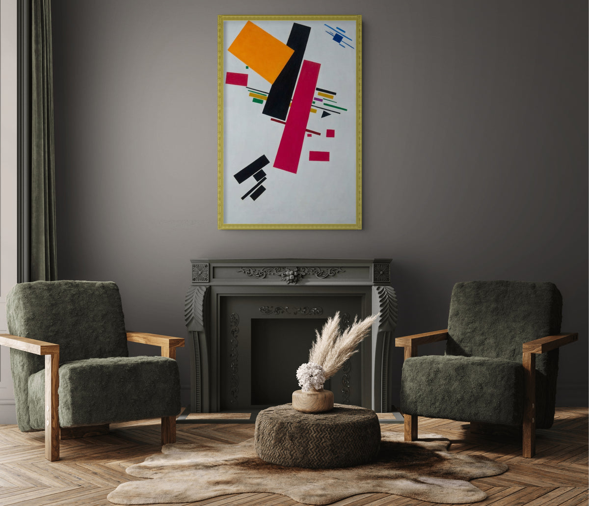 Pintura suprematista (con trapecio negro y cuadrado rojo) - Kazimir Malévich - Lienzo premium 430g (calidad de galeria)