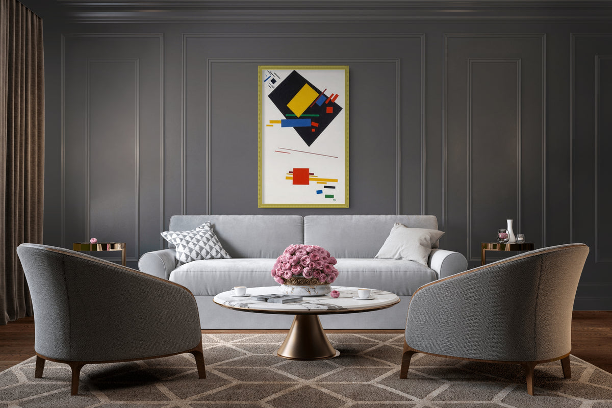 Pintura suprematista (con trapecio negro y cuadrado rojo) - Kazimir Malévich - Lienzo premium 430g (calidad de galeria)
