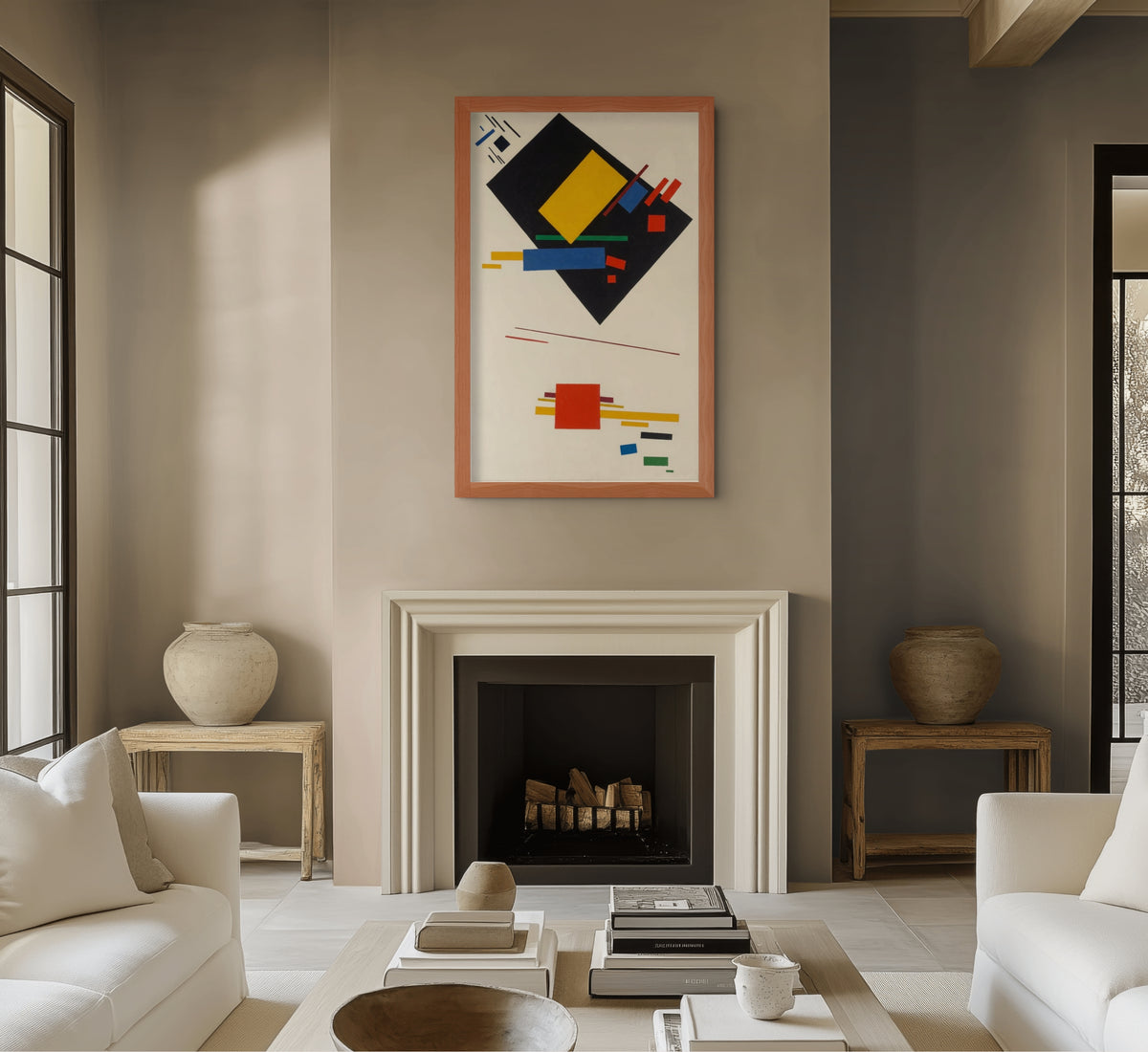 Pintura suprematista (con trapecio negro y cuadrado rojo) - Kazimir Malévich - Lienzo premium 430g (calidad de galeria)