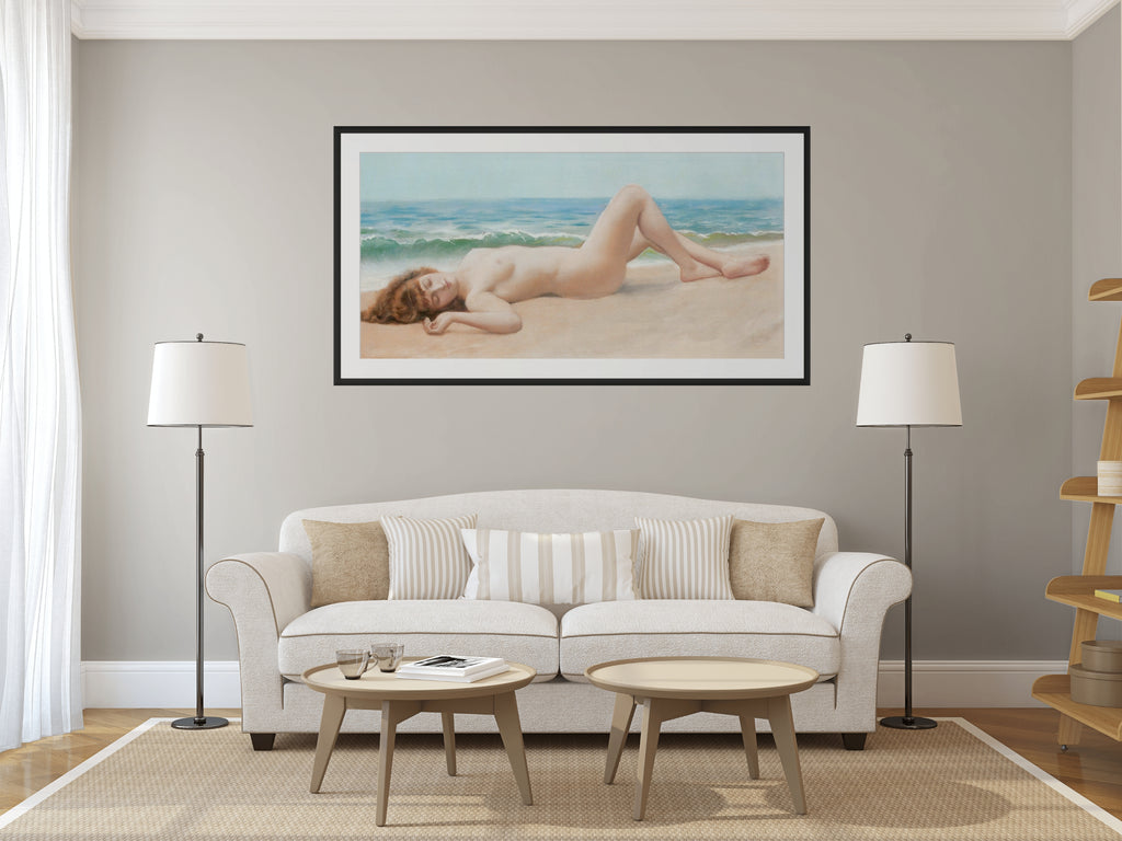 Desnudo en la playa - John William Godward - Lienzo premium 430g (calidad de galeria)