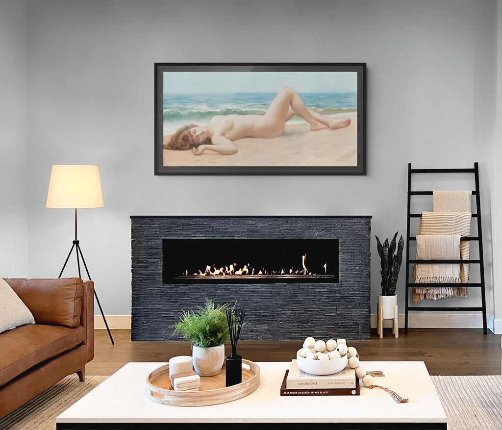 Desnudo en la playa - John William Godward - Lienzo premium 430g (calidad de galeria)