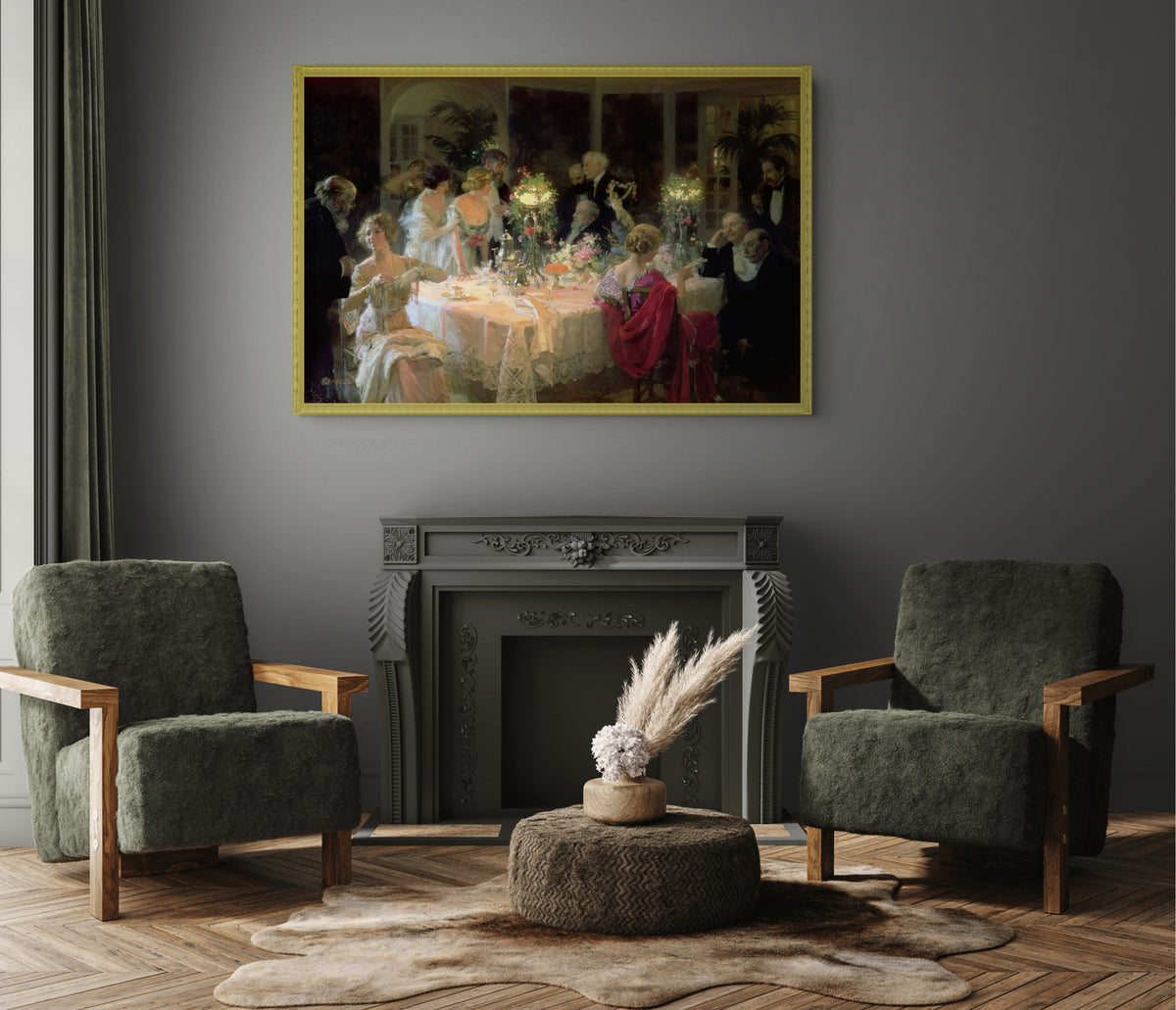 The End of Dinner - Jules-Alexandre Grun - Premium Canvas 430g (gallery quality)