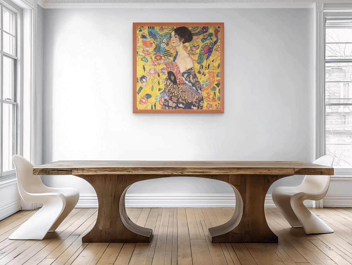 Woman with a Fan - Gustav Klimt - 430g Premium Canvas (Gallery Quality)