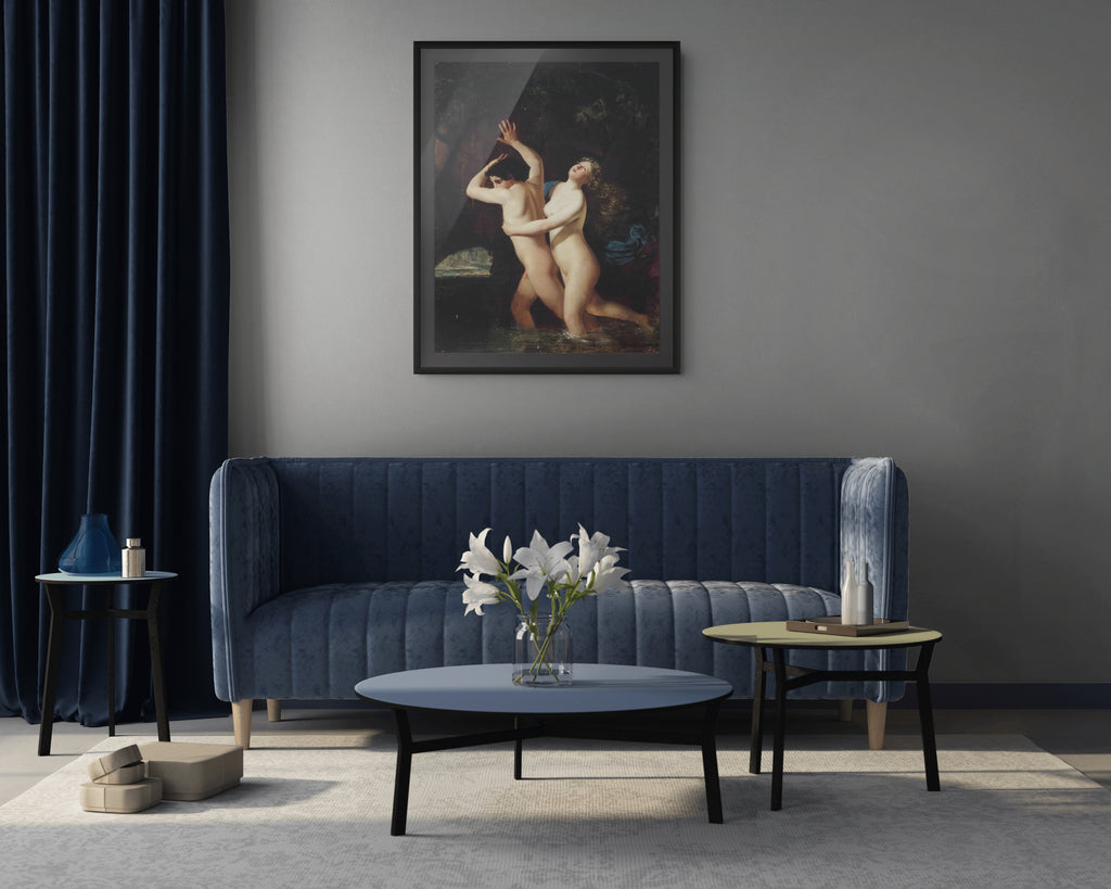 Hylas y una ninfa - Escuela Francesa del siglo XIX - Lienzo premium 430g (calidad de galeria)