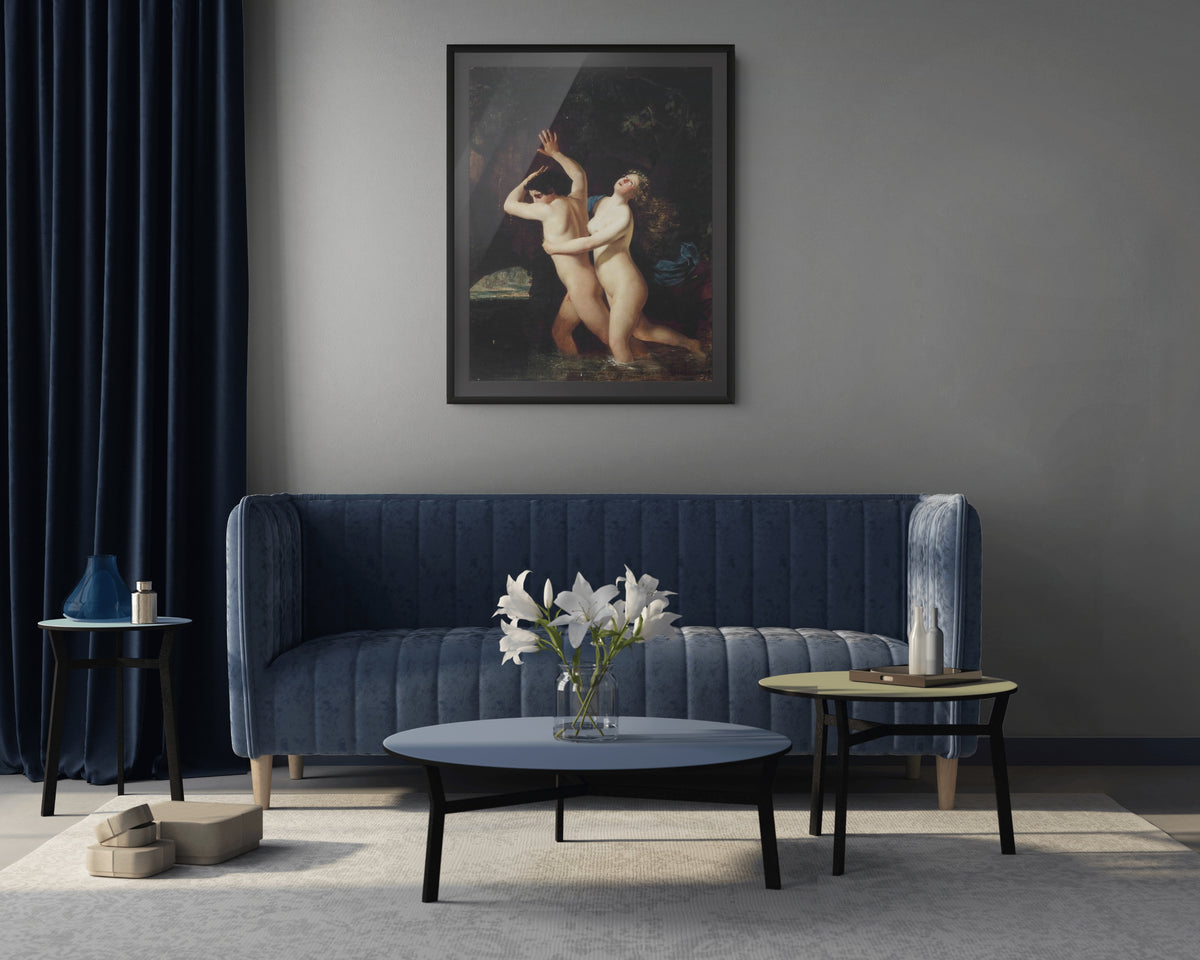 Hylas y una ninfa - Escuela Francesa del siglo XIX - Lienzo premium 430g (calidad de galeria)