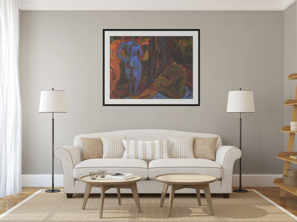 Tres desnudos en el bosque - Ernst Ludwig Kirchner - Lienzo premium 430g (calidad de galeria)