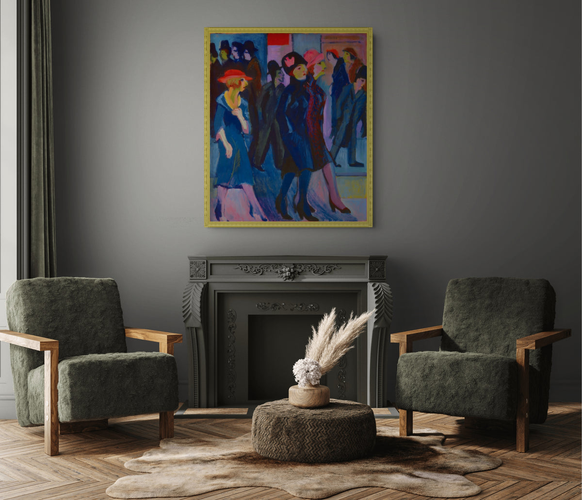 Escena callejera - Ernst Ludwig Kirchner - Lienzo premium 430g (calidad de galeria)