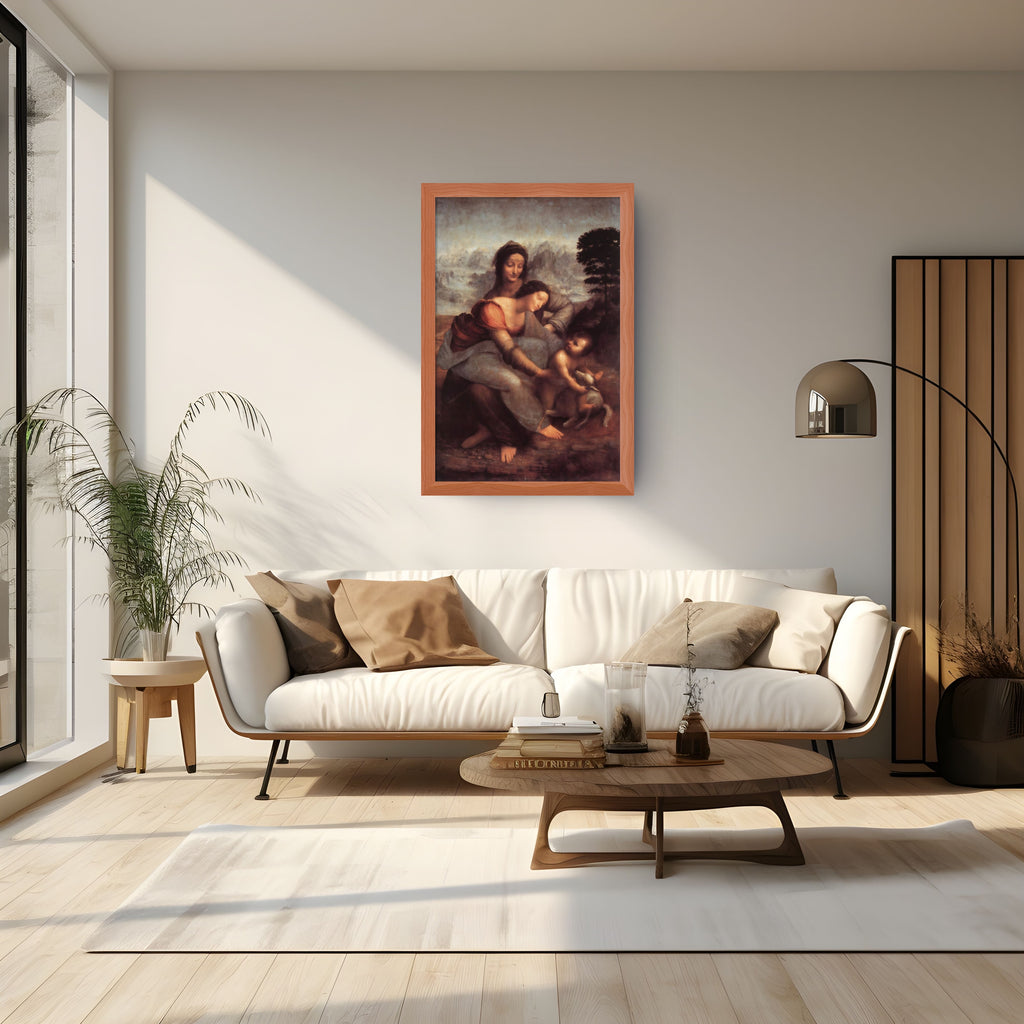 La virgen, el nño, jesus y santa ana - Leonardo Da Vinci - Lienzo premium 430g (calidad de galeria)
