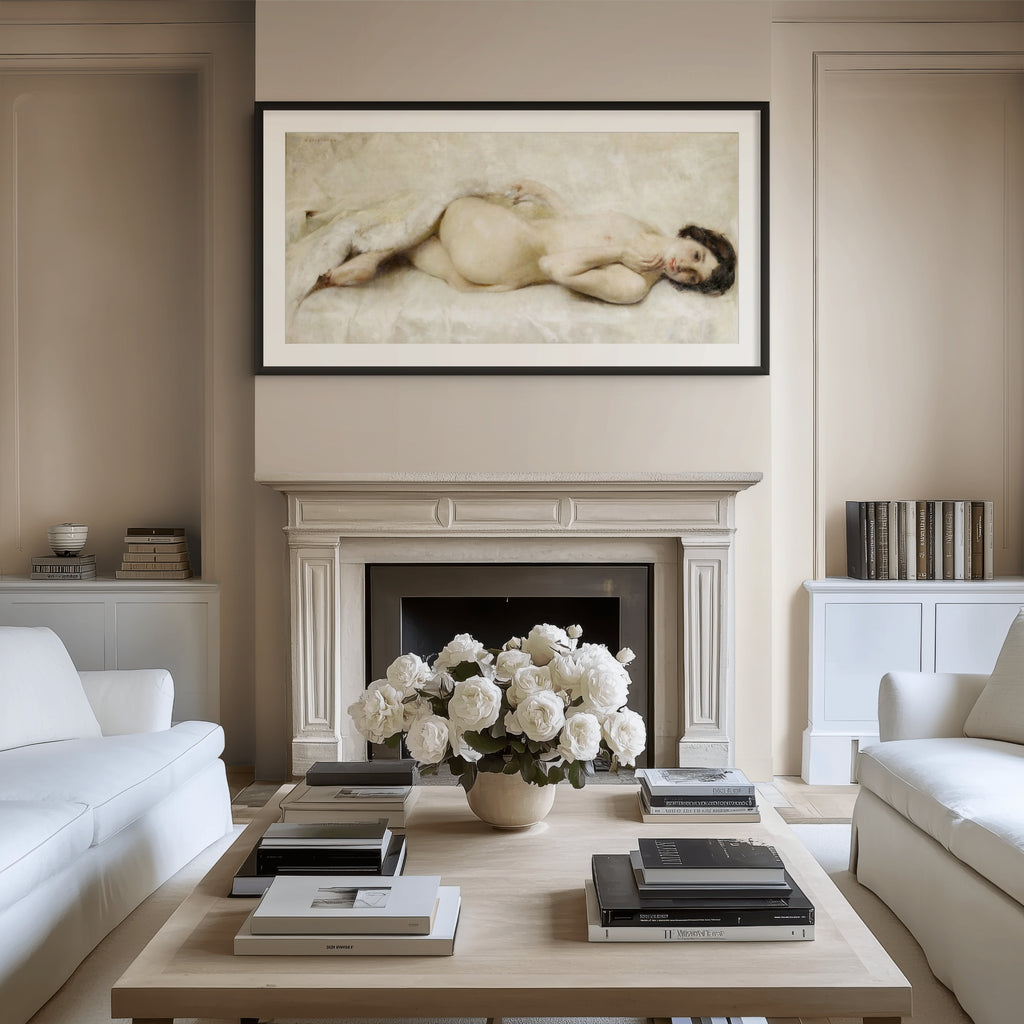 Desnudo reclinado - Luigi Serralunga - Lienzo premium 430g (calidad de galeria)